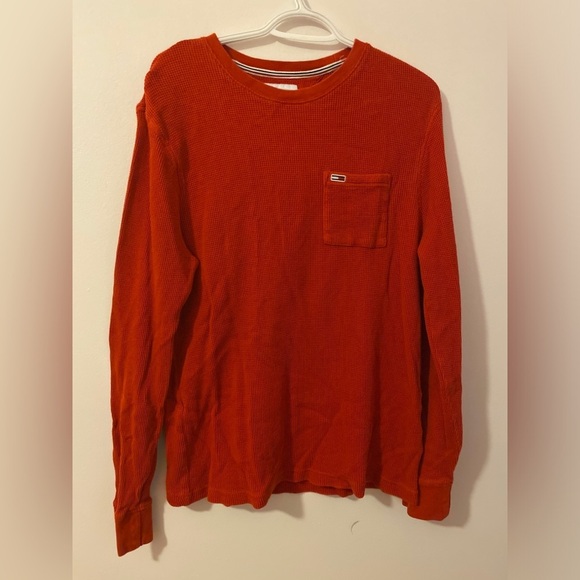 Tommy Jeans Long Sleeve Shirt Medium Waffle Knit - Picture 1 of 3